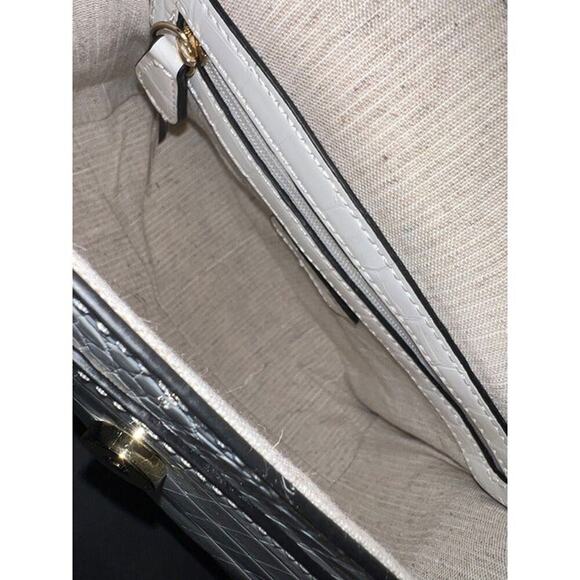 Lulu white jacee triple handle flap shoulder bag crossbody purse croc NWT - Picture 12 of 12